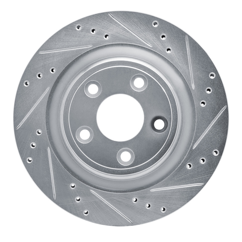 Jaguar S-Type Brake Rotor (1) - Rear Right - R1 Concepts - Drilled & Slotted - Silver - `06-`08